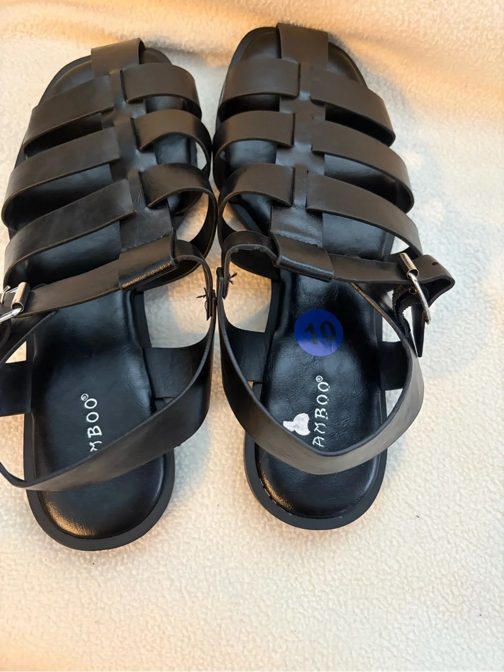 BAMBOO Kids Black Strappy Fisherman Sandals